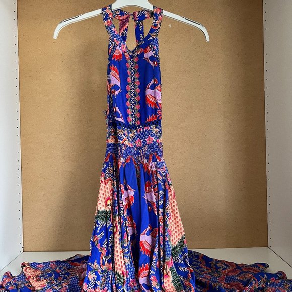 JAASE Blue Maxi Dress With Floral Pattern - Picture 1 of 8